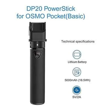 Smatree Portable Osmo Pocket 2 Battery Grip,Power Stick,5000mAh Extension Rod Power Bank Compatible ...