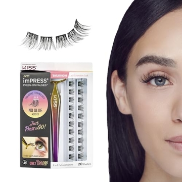KISS imPRESS Falsies False Eyelashes, Lash Clusters, 'Voluminous', 14 mm, Includes 20 Clusters, 1 ap...