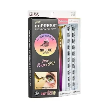 KISS imPRESS Falsies False Eyelashes, Lash Clusters, 'Voluminous', 14 mm, Includes 20 Clusters, 1 applicator, Contact Lens Friendly, Easy to Apply, Reusable Strip Lashes