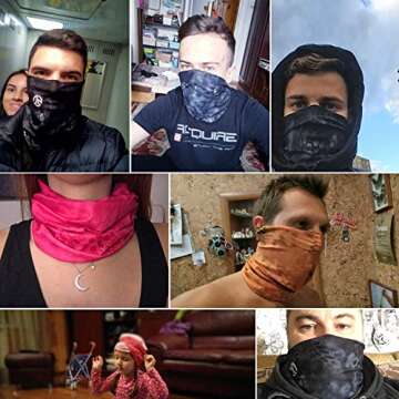 AXBXCX 2 Pack - Elastic Seamless Moisture Wicking Neck Gaiter Headband Bandana Face Mask Hairband Sp...