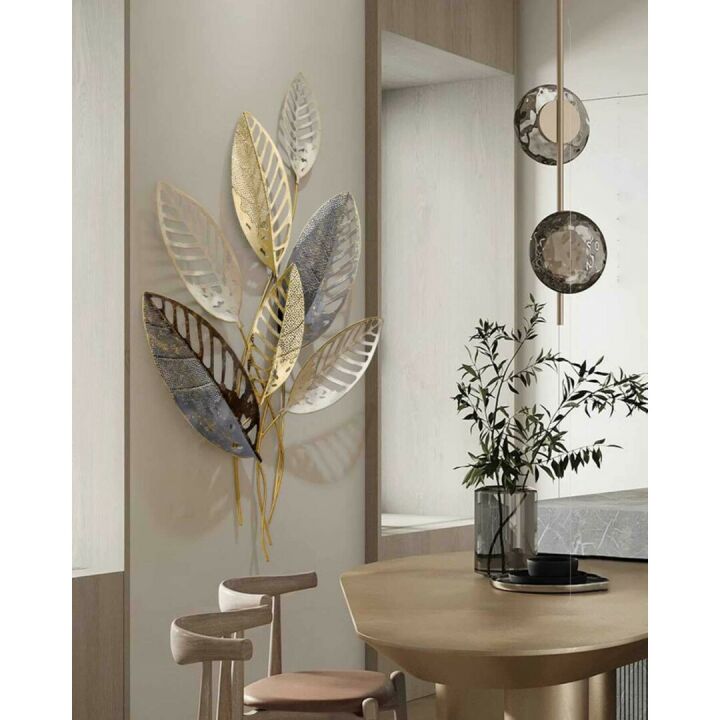 Hollow Leaves Wrought Iron Wall Art for Home