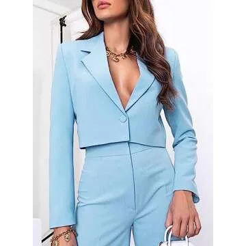 Stylish Women's 2024 Casual Blazer & Wide Leg Pants Set
