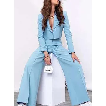 Stylish Women's 2024 Casual Blazer & Wide Leg Pants Set