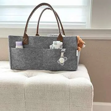 Lily Miles Baby Diaper Caddy Organizer for Changing Table or Car - Neutral Baby Shower Basket - Nursery Storage Organizer - Baby Caddy for Nappy - (Heather Gray, Large)