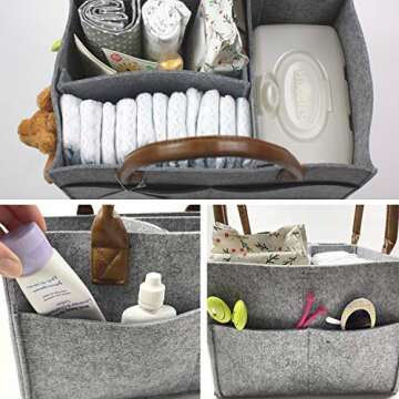 Lily Miles Baby Diaper Caddy Organizer for Changing Table or Car - Neutral Baby Shower Basket - Nursery Storage Organizer - Baby Caddy for Nappy - (Heather Gray, Large)