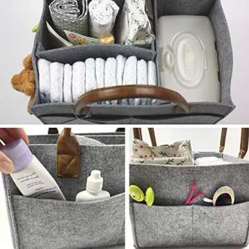 Lily Miles Baby Diaper Caddy Organizer for Changing Table or Car - Neutral Baby Shower Basket - Nursery Storage Organizer - Baby Caddy for Nappy - (Heather Gray, Large)
