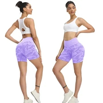 VOYJOY High Waist Seamless Camo Workout Shorts for Women