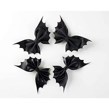 Bat Hair Bow Clips for Girls Women 4pcs Halloween Decorations Cosplay Costume Hair Accessories 4inch