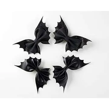 Bat Hair Bow Clips for Girls Women 4pcs Halloween Decorations Cosplay Costume Hair Accessories 4inch
