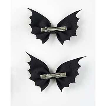 Bat Hair Bow Clips for Girls Women 4pcs Halloween Decorations Cosplay Costume Hair Accessories 4inch