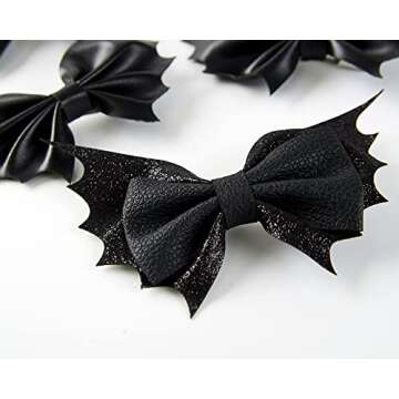 Bat Hair Bow Clips for Girls Women 4pcs Halloween Decorations Cosplay Costume Hair Accessories 4inch