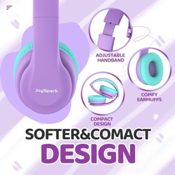 JoySpark Kids Bluetooth Headphones – Safe & Lightweight