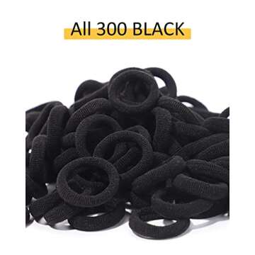 Jollybows Baby Hair Ties 300pcs Soft Elastic Black Bands