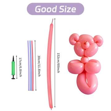 RUBFAC 150pcs 260 Long Balloons, 12 Assorted Colors Animal Balloons Premium Pastel Latex Twisting Magic Balloon for Birthday Wedding Festival Clowns Party Decorations