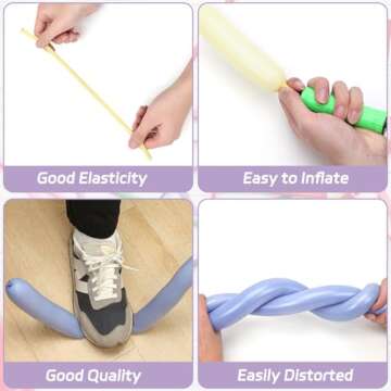 RUBFAC 150pcs 260 Long Balloons, 12 Assorted Colors Animal Balloons Premium Pastel Latex Twisting Magic Balloon for Birthday Wedding Festival Clowns Party Decorations