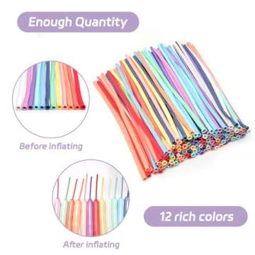 RUBFAC 150pcs 260 Long Balloons, 12 Assorted Colors Animal Balloons Premium Pastel Latex Twisting Magic Balloon for Birthday Wedding Festival Clowns Party Decorations