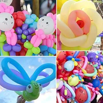RUBFAC 150pcs 260 Long Balloons, 12 Assorted Colors Animal Balloons Premium Pastel Latex Twisting Magic Balloon for Birthday Wedding Festival Clowns Party Decorations