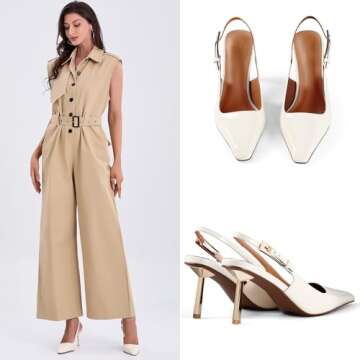 iiimmu White High Heels Closed Toe 3.5 in Pumps Ivory Pumps for Evening Dress, Wedding Guest Shoes for Women, Size 12