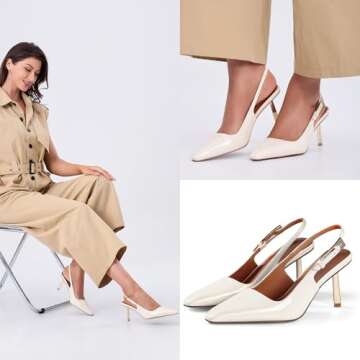 iiimmu White High Heels Closed Toe 3.5 in Pumps Ivory Pumps for Evening Dress, Wedding Guest Shoes for Women, Size 12