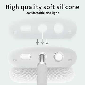 FitTurn Earpads Cover Case Compatible with AirPod Max Wireless Headphone, Silicone Anti-Scratch Protective Case for AirPod Max, Earcup Protectors Enrich Color & Prevent Earphones from Bumping (White)