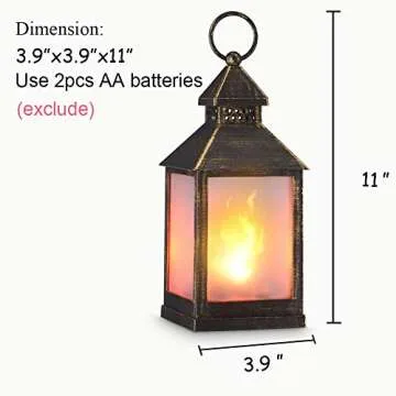 11" Vintage Decorative LED Lantern - Timer & Flame Effect