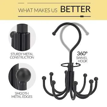 PODATOL Belt Hanger, Space Saving Belt Organizer for Closet, Max 24 Storage Capacity, Rotating Belt ...