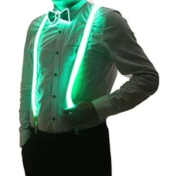 Brejkdo LED Suspenders & Bow Tie Combo for Parties