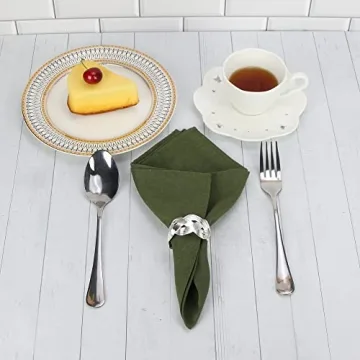 INFEI Stylish Army Green Cloth Napkins - Pack of 12