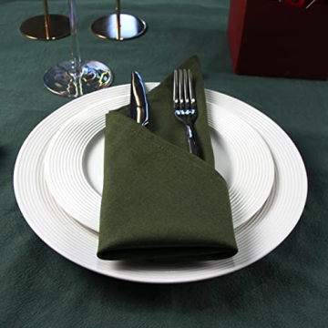 INFEI Stylish Army Green Cloth Napkins - Pack of 12