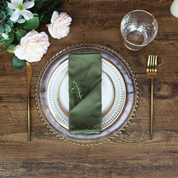 INFEI Stylish Army Green Cloth Napkins - Pack of 12