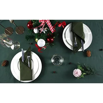 INFEI Stylish Army Green Cloth Napkins - Pack of 12