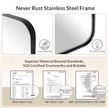 ANDY STAR Wall Mirror - Elegant Black Metal Frame