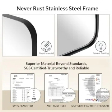 ANDY STAR Wall Mirror - Elegant Black Metal Frame