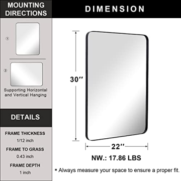 ANDY STAR Wall Mirror - Elegant Black Metal Frame