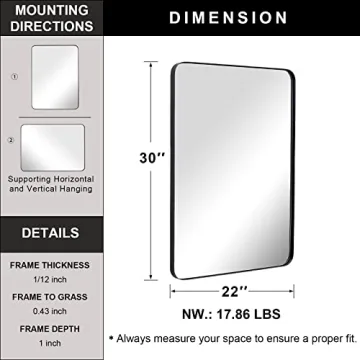 ANDY STAR Wall Mirror - Elegant Black Metal Frame