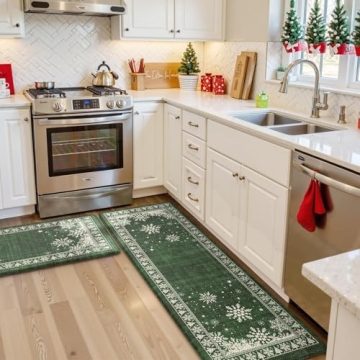 Non-Slip Christmas Kitchen Mat Set of 2 for Winter
