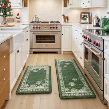 Non-Slip Christmas Kitchen Mat Set of 2 for Winter