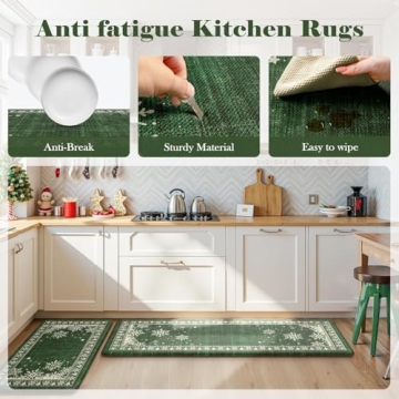 Non-Slip Christmas Kitchen Mat Set of 2 for Winter