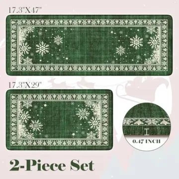 Non-Slip Christmas Kitchen Mat Set of 2 for Winter
