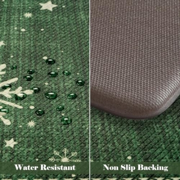 Non-Slip Christmas Kitchen Mat Set of 2 for Winter