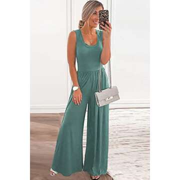 PRETTYGARDEN Women’s Summer Sleeveless Tank Jumpsuits High Waist Low Cut Casual Scoop Neck Fit And...