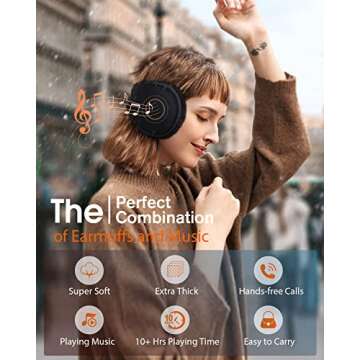 MUSICOZY Bluetooth Headphones Earmuffs Ear Warmers Wireless Headphones EarMuffs, Built-in HD Speaker...