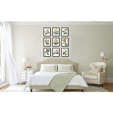 LoveThePrint Beautfiul Shabby Chic Roses Botanical Wall Art Home Decor Print Set of 9 Antique French...
