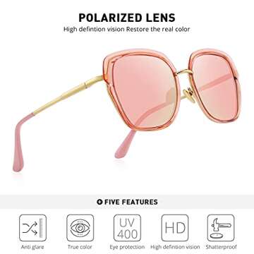 OLIEYE Vintage Oversized Polarized Sunglasses for Women