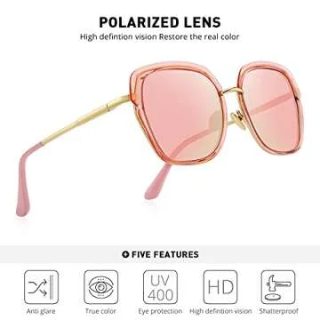 OLIEYE Vintage Oversized Polarized Sunglasses for Women