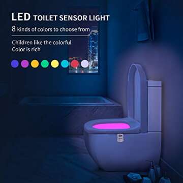 Aanrasey Motion Activated Toilet Night Light - 8 Colors