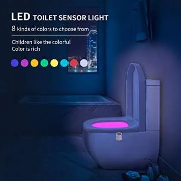 Aanrasey Motion Activated Toilet Night Light - 8 Colors