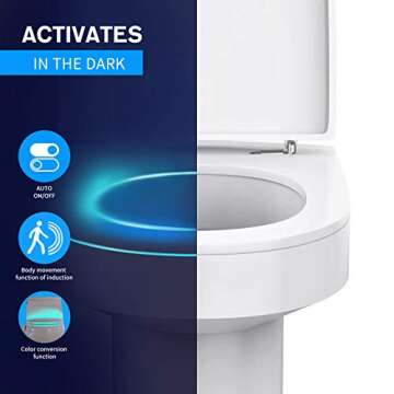 Aanrasey Motion Activated Toilet Night Light - 8 Colors