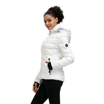 SLOW DOWN Women Down Puffer Jacket with Hood Hooded Winter Down Puffer Coat for Women with Faux-Fur ...