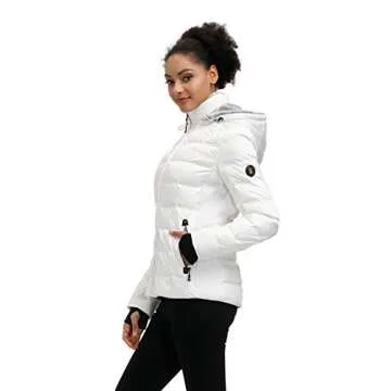 SLOW DOWN Women Down Puffer Jacket with Hood Hooded Winter Down Puffer Coat for Women with Faux-Fur ...